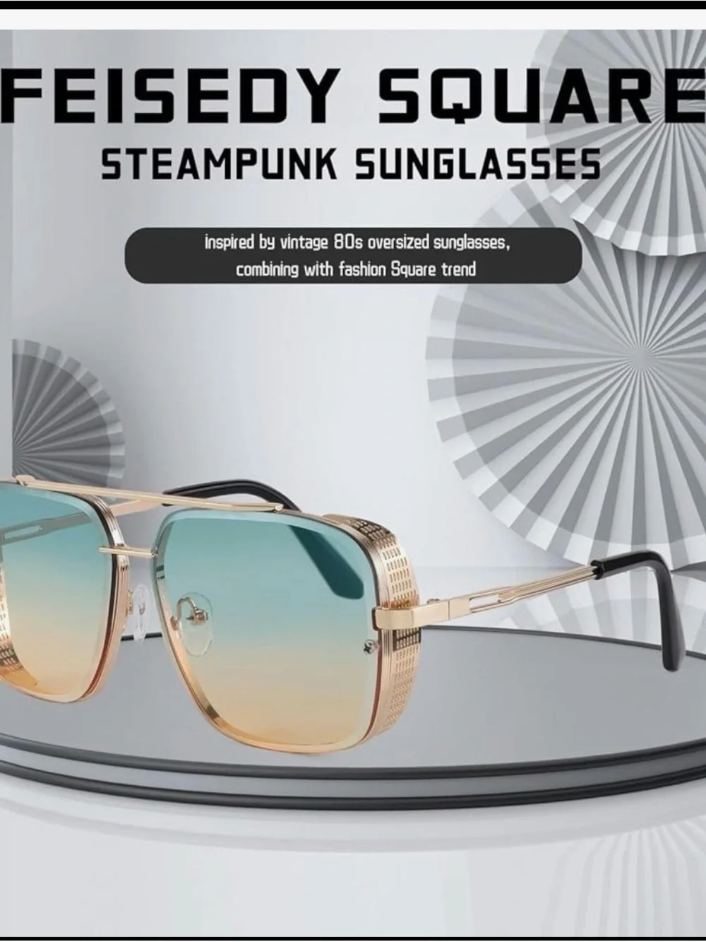 Gold Framed Gradient Lens Sunglasses - Blue to Amber Lenses
